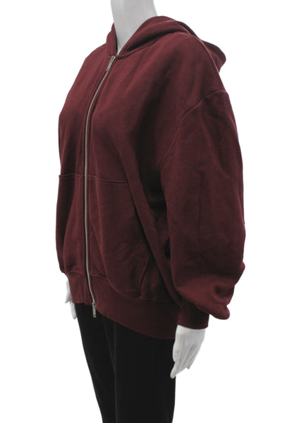 Zara Womens Full Zip Hoodie Red High Neck Long Sleeve Size S