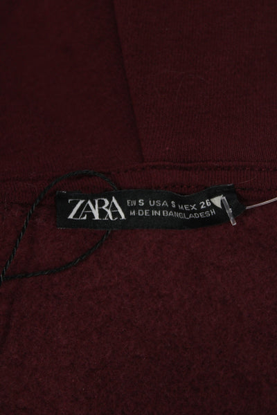 Zara Womens Full Zip Hoodie Red High Neck Long Sleeve Size S