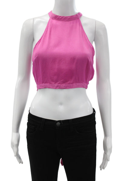 Zara Womens Cropped Halter Tank Pink Viscose Sleeveless Size XS