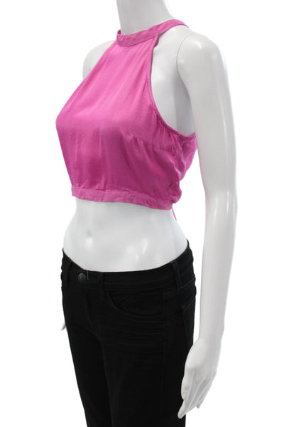 Zara Womens Cropped Halter Tank Pink Viscose Sleeveless Size XS
