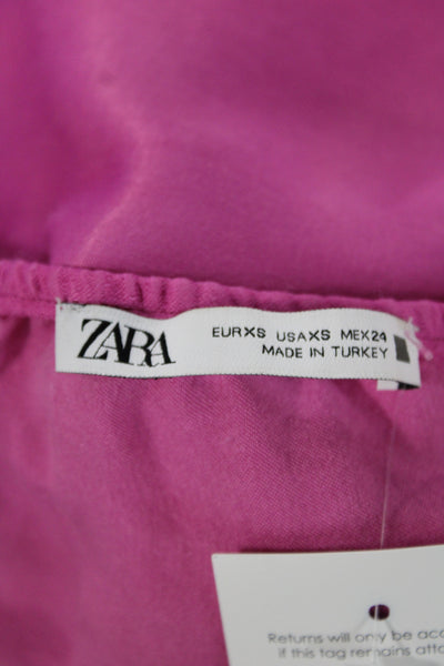 Zara Womens Cropped Halter Tank Pink Viscose Sleeveless Size XS