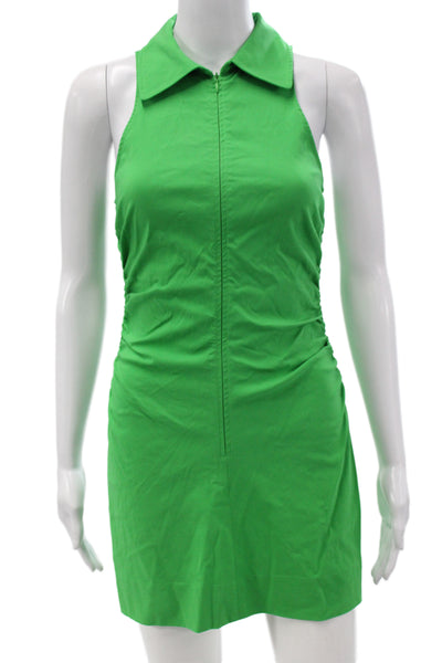 MNG Womens Green Collared Sleeveless Shirt Dress Size 2