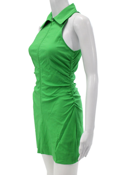 MNG Womens Green Collared Sleeveless Shirt Dress Size 2