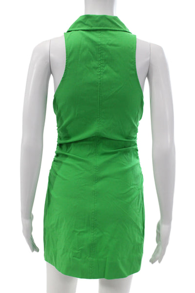 MNG Womens Green Collared Sleeveless Shirt Dress Size 2