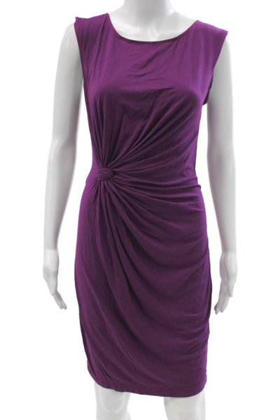 Max Studio Women Sheath Dress Purple Scoop Neck Sleeveless Knee Length Size M