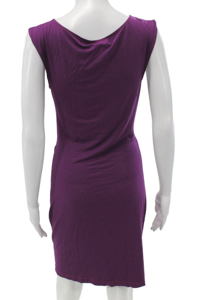 Max Studio Women Sheath Dress Purple Scoop Neck Sleeveless Knee Length Size M