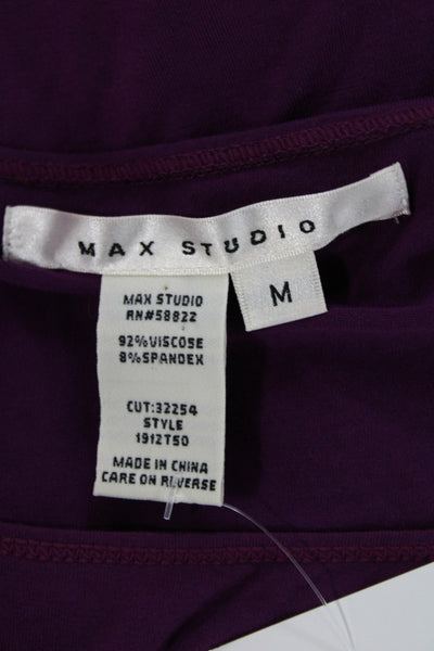 Max Studio Women Sheath Dress Purple Scoop Neck Sleeveless Knee Length Size M