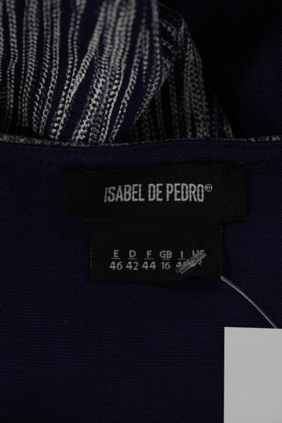 Isabel De Pedro Women Shift Dress Blue Striped Boat Neck Short Sleeve Size 12