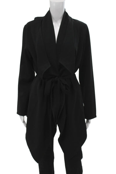 Natori Womens Kimono Coatigan Black V Neck Long Sleeve Size M