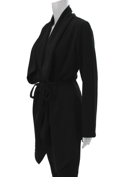 Natori Womens Kimono Coatigan Black V Neck Long Sleeve Size M