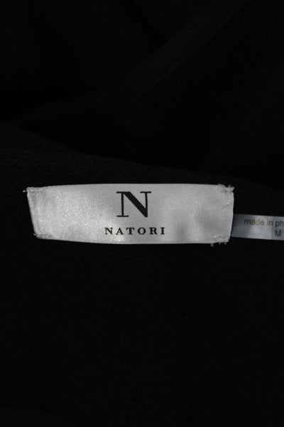 Natori Womens Kimono Coatigan Black V Neck Long Sleeve Size M