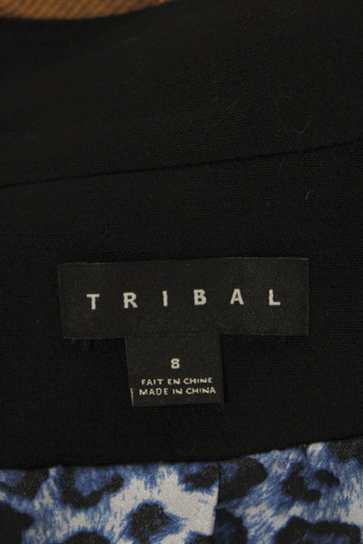 Tribal Womens Biker Black Jacket Zip Long Sleeve Size 8