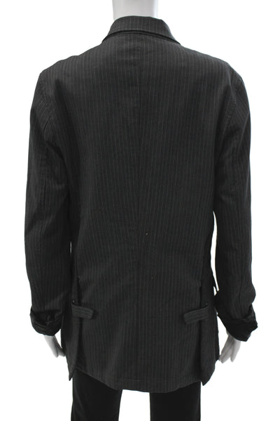 Triple Five Soul Mens Gray Pinstripe Jacket Button Viscose Size M