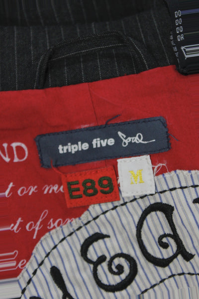 Triple Five Soul Mens Gray Pinstripe Jacket Button Viscose Size M