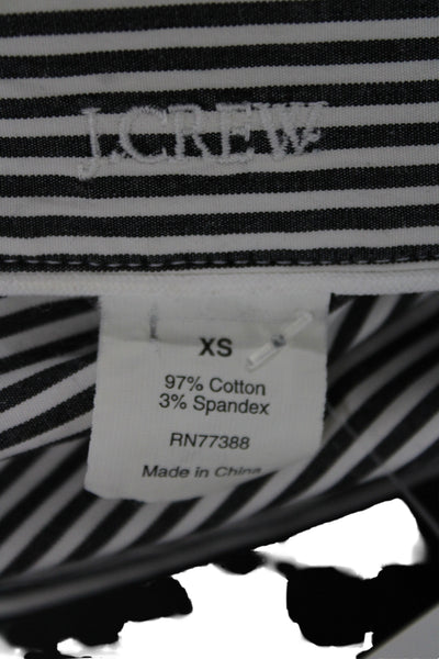 J Crew Women Basic Striped Collared 3/4 Sleeve Button-Up Top Black Size XS