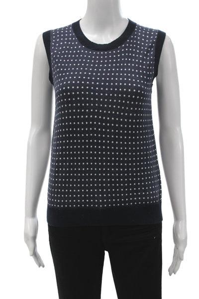 J Crew Womens Polka Dot Cotton Sleeveless Vest Sweater Crew Neck Size XS