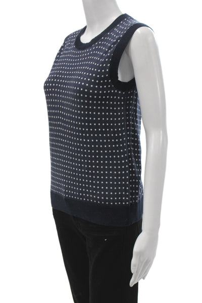 J Crew Womens Polka Dot Cotton Sleeveless Vest Sweater Crew Neck Size XS