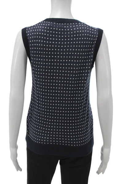 J Crew Womens Polka Dot Cotton Sleeveless Vest Sweater Crew Neck Size XS