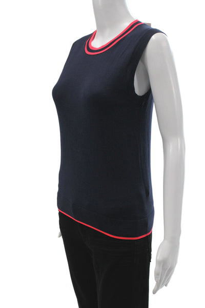 J Crew Womens Striped Sleeveless Cotton Pullover Crew Neck Sweater Blue Size XS