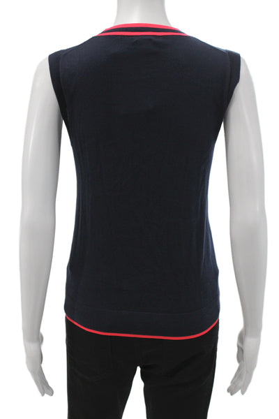 J Crew Womens Striped Sleeveless Cotton Pullover Crew Neck Sweater Blue Size XS