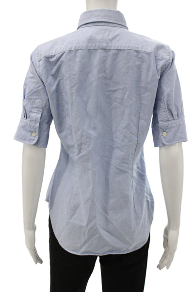 Polo Ralph Lauren Women Basic Button-Up Blue Cotton Short Sleeve Size S