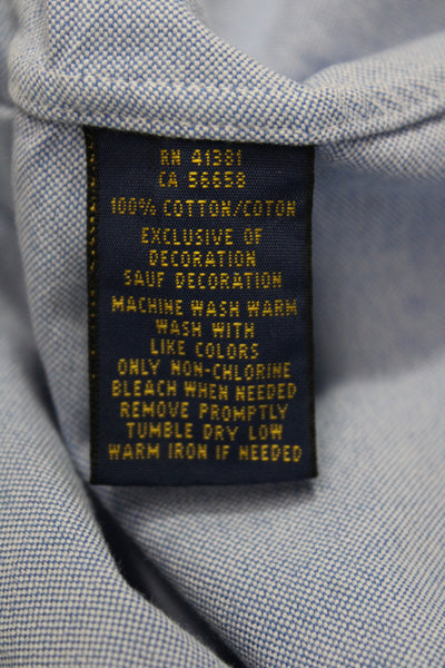 Polo Ralph Lauren Women Basic Button-Up Blue Cotton Short Sleeve Size S