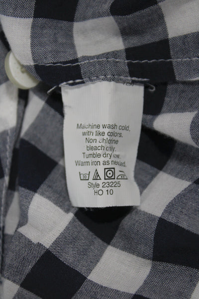 J Crew Women Basic Check Cotton Collared Button-Up Long Sleeve Blue Size XS