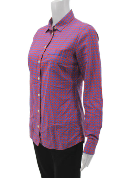 J Crew Womens Blue Check Cotton Collared Button Up Long Sleeve Size XS
