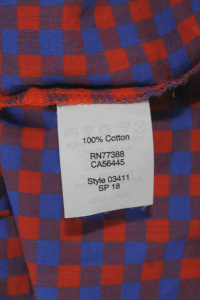 J Crew Womens Blue Check Cotton Collared Button Up Long Sleeve Size XS