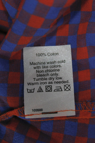 J Crew Womens Blue Check Cotton Collared Button Up Long Sleeve Size XS