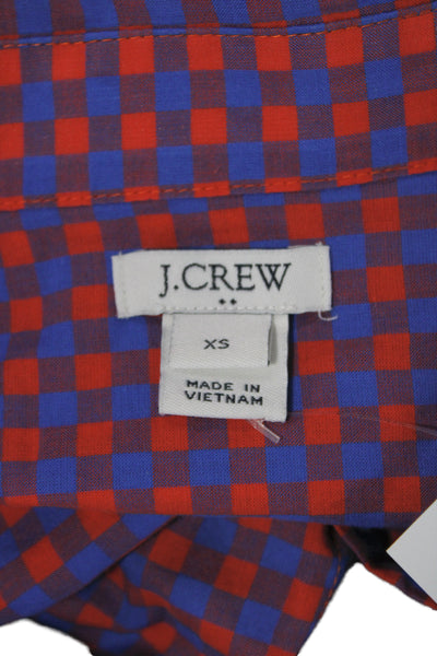 J Crew Womens Blue Check Cotton Collared Button Up Long Sleeve Size XS