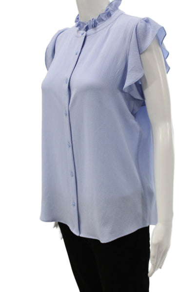 Calvin Klein Womens Basic Blue High Neck Short Sleeve Blouse Size S
