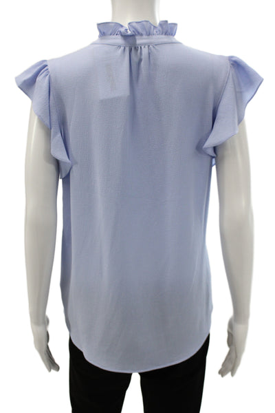 Calvin Klein Womens Basic Blue High Neck Short Sleeve Blouse Size S