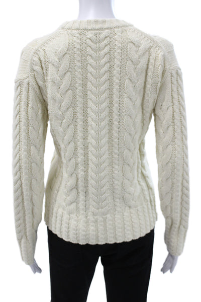 J Crew Womens Ivory Cotton Pullover Sweater Crew Neck Size XS