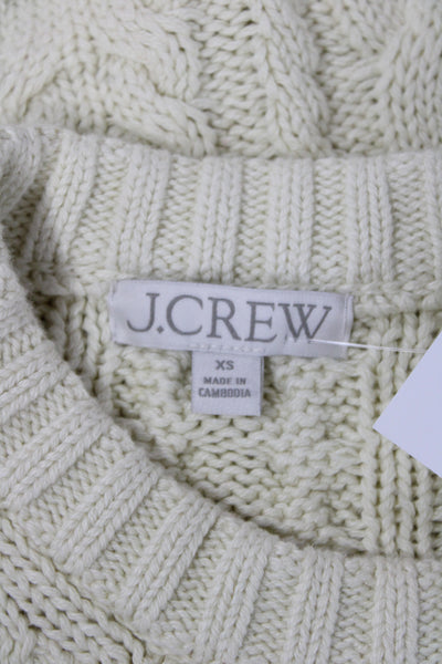 J Crew Womens Ivory Cotton Pullover Sweater Crew Neck Size XS