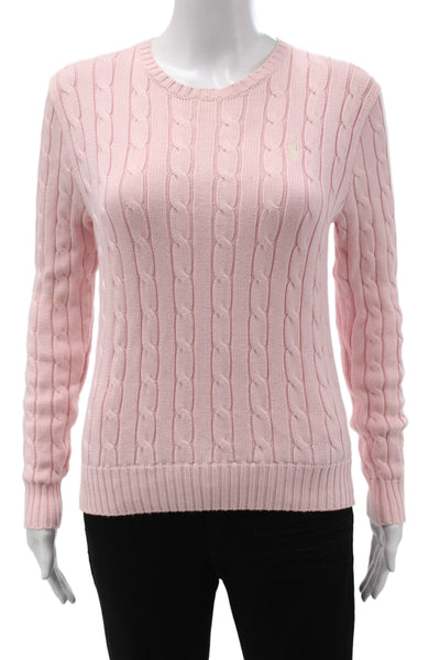 Polo Ralph Lauren Womens Pink Cotton Pullover Sweater Crew Neck Size S