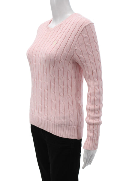 Polo Ralph Lauren Womens Pink Cotton Pullover Sweater Crew Neck Size S
