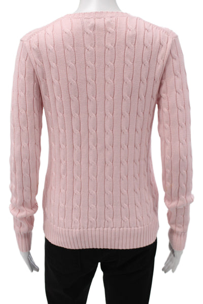 Polo Ralph Lauren Womens Pink Cotton Pullover Sweater Crew Neck Size S
