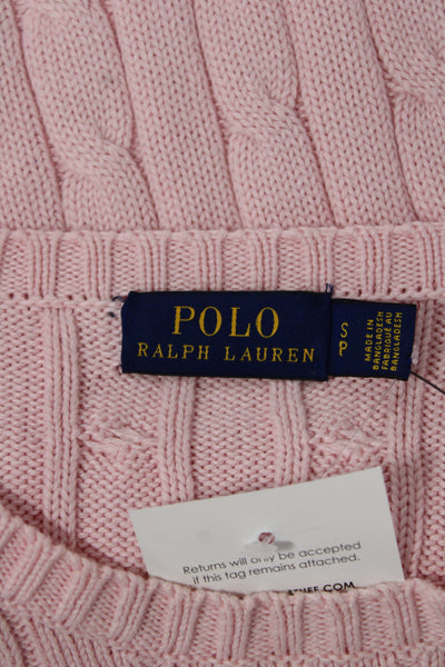 Polo Ralph Lauren Womens Pink Cotton Pullover Sweater Crew Neck Size S