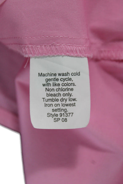 J Crew Womens Basic Collared Button-Up Pink 3/4 Sleeve Cotton Size XS