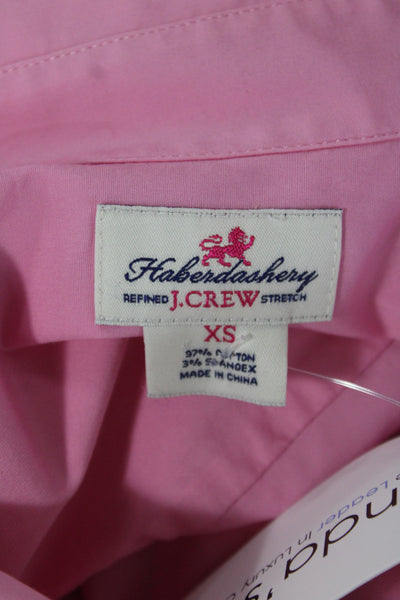 J Crew Womens Basic Collared Button-Up Pink 3/4 Sleeve Cotton Size XS