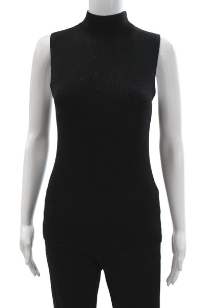 Theory Womens Black Wool Mock Neck Sleeveless Pullover Minimalist Size XS