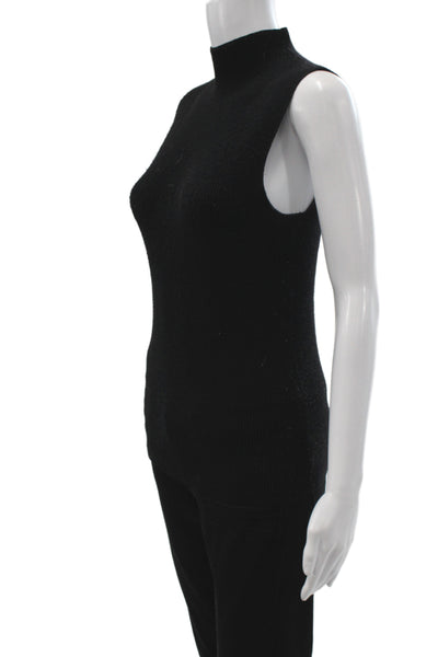 Theory Womens Black Wool Mock Neck Sleeveless Pullover Minimalist Size XS