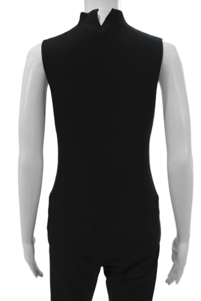 Theory Womens Black Wool Mock Neck Sleeveless Pullover Minimalist Size XS