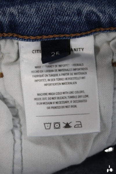 Citizens of Humanity Womens Straight Jeans Blue Cotton Mid Rise 30in Size 25