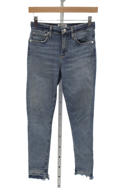 Agolde Womens Skinny Blue Mid Rise Cotton Jeans Size 25