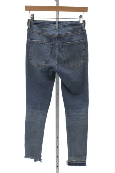 Agolde Womens Skinny Blue Mid Rise Cotton Jeans Size 25