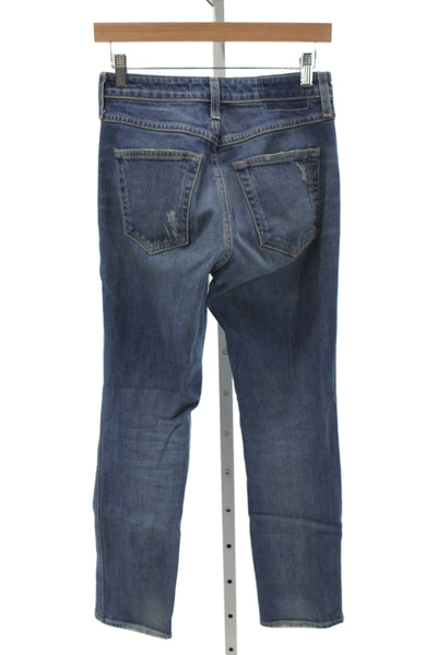 Amo Womens Straight Blue Cotton Mid Rise Jeans Inseam 28 Size 25