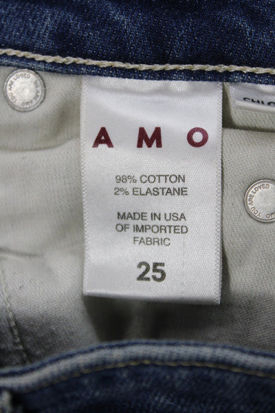 Amo Womens Straight Blue Cotton Mid Rise Jeans Inseam 28 Size 25