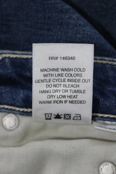 Amo Womens Straight Blue Cotton Mid Rise Jeans Inseam 28 Size 25